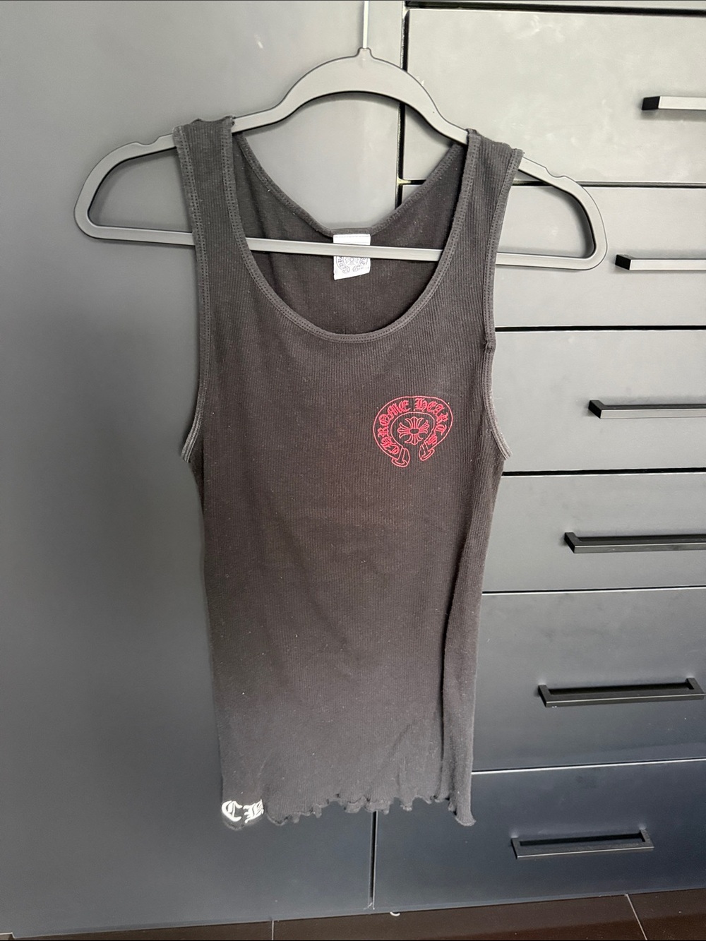 CHROME HEARTS Black Ribbed Tank Top